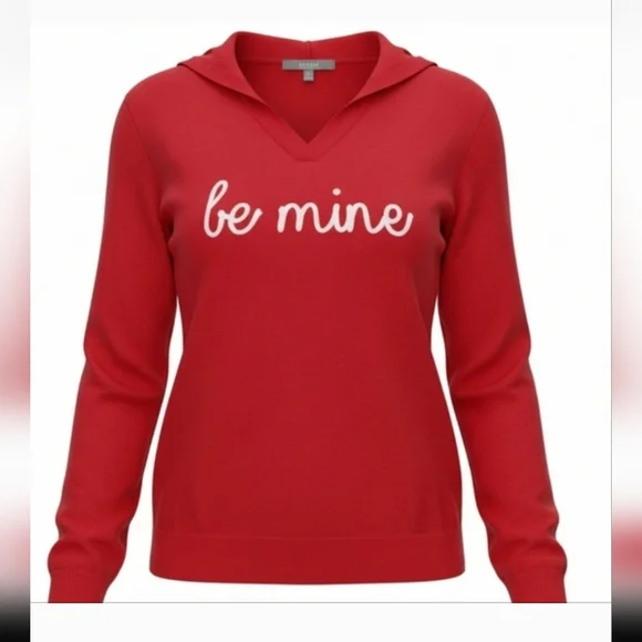 Like New Marled Be Mine Red Hoodie Sweater XS Valentine's Day - Picture 13 of 13